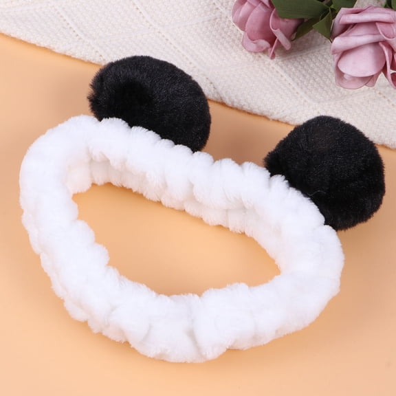 Tineasur Knitting Headband Panda Ear Elastic Black Comfortable Hair Accessory