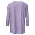 thumbnail image 5 of Scyoekwg 3/4 Sleeve Tops for Women Crew Neck Basic Tops Solid Color Trendy Dressy Casual Blouses Lightweight Pullover (Purple,L), 5 of 5
