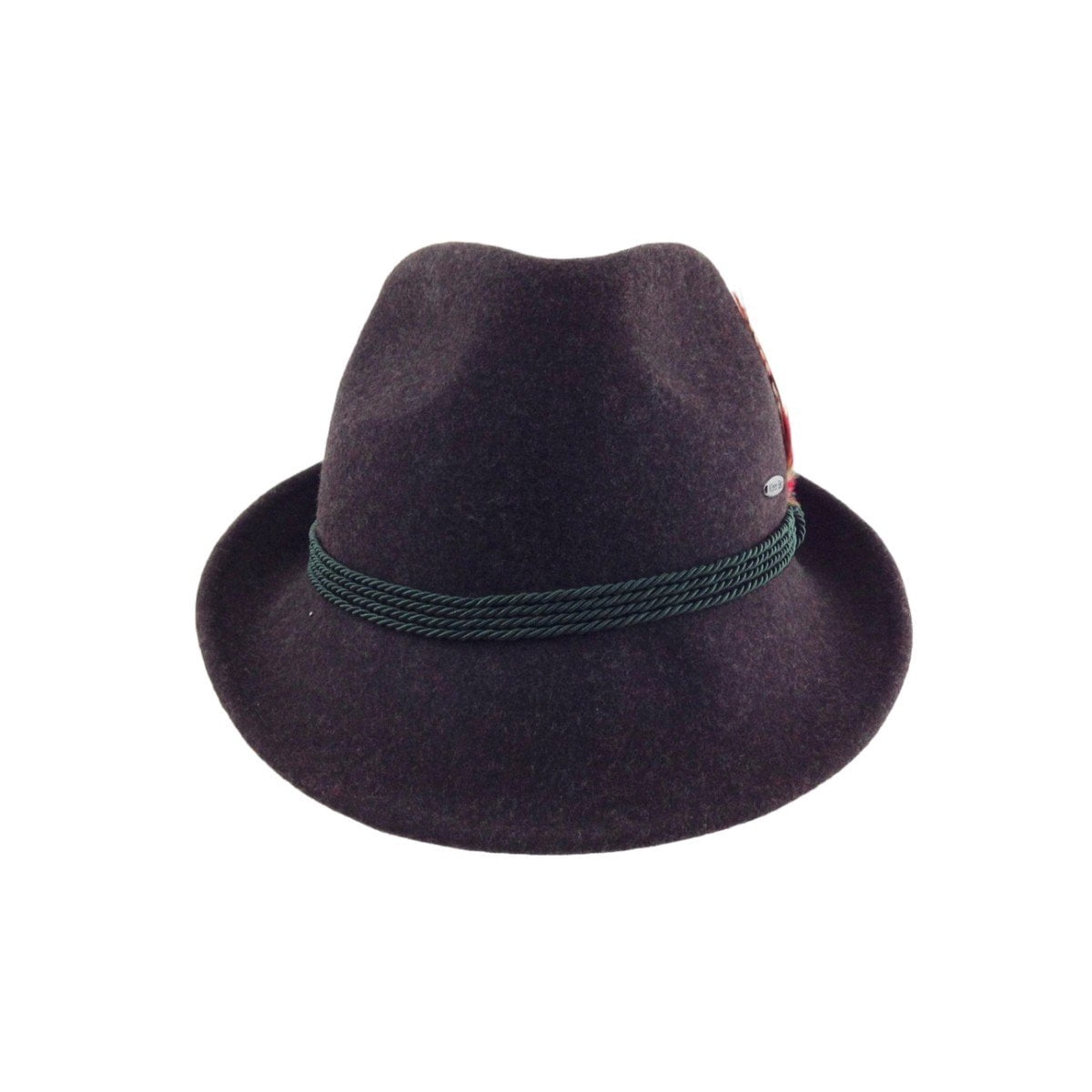 Oktoberfest Haus German Alpine Wool Brown Edelweiss Fedora Hat with Feather &  for Men & Women | L