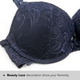 thumbnail image 6 of Wingslove Women's Push Up Sexy Lace Padded Plunge Underwire Lift Up Bras Add 1 Cup Boost Brassiere,Blue 34C, 6 of 8
