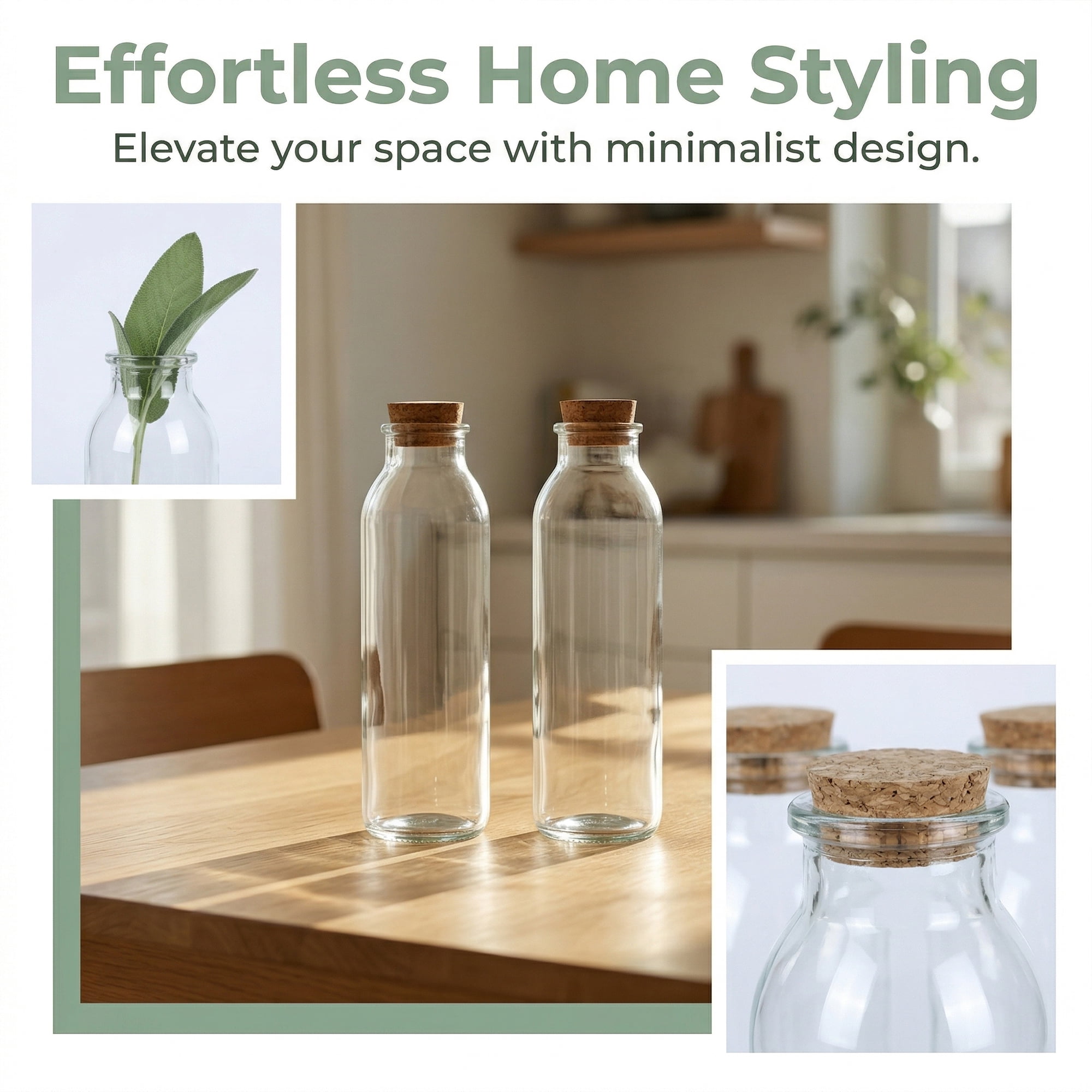 Unique Bargains 2pcs Glass Jars With Cork Stoppers Round Base 5.7cm x 5.7cm x 19.7cm