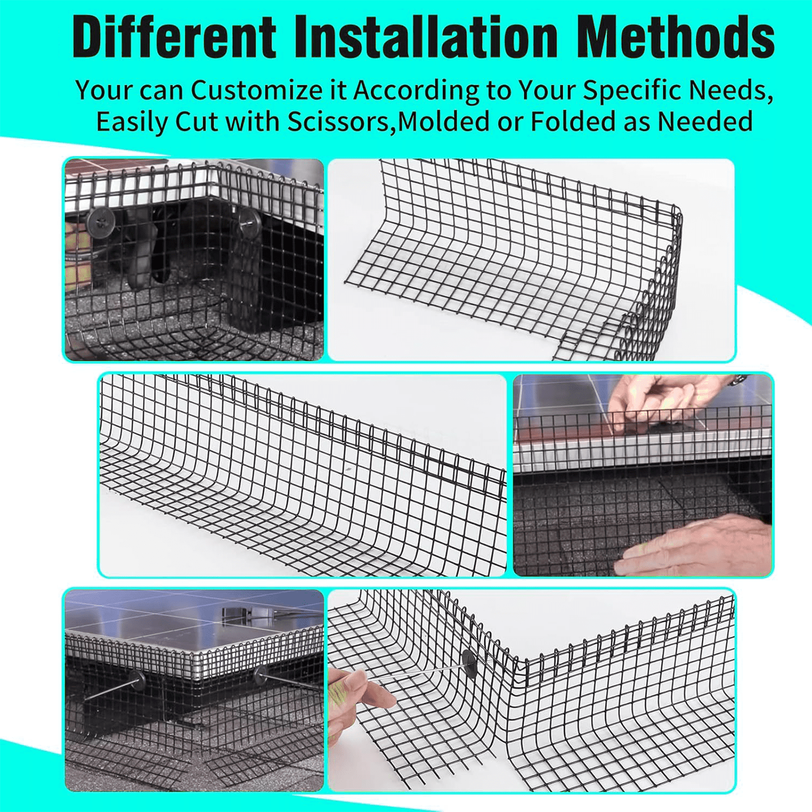 6 Inch x 100ft Solar Panel Bird Guard, 1/2 Inch Mesh Critter Guard Roll Kit with 70pcs Aluminum Alloy Fasteners, Rust-Proof PVC Coated Solar Panel Guard for Bird & Animal Control