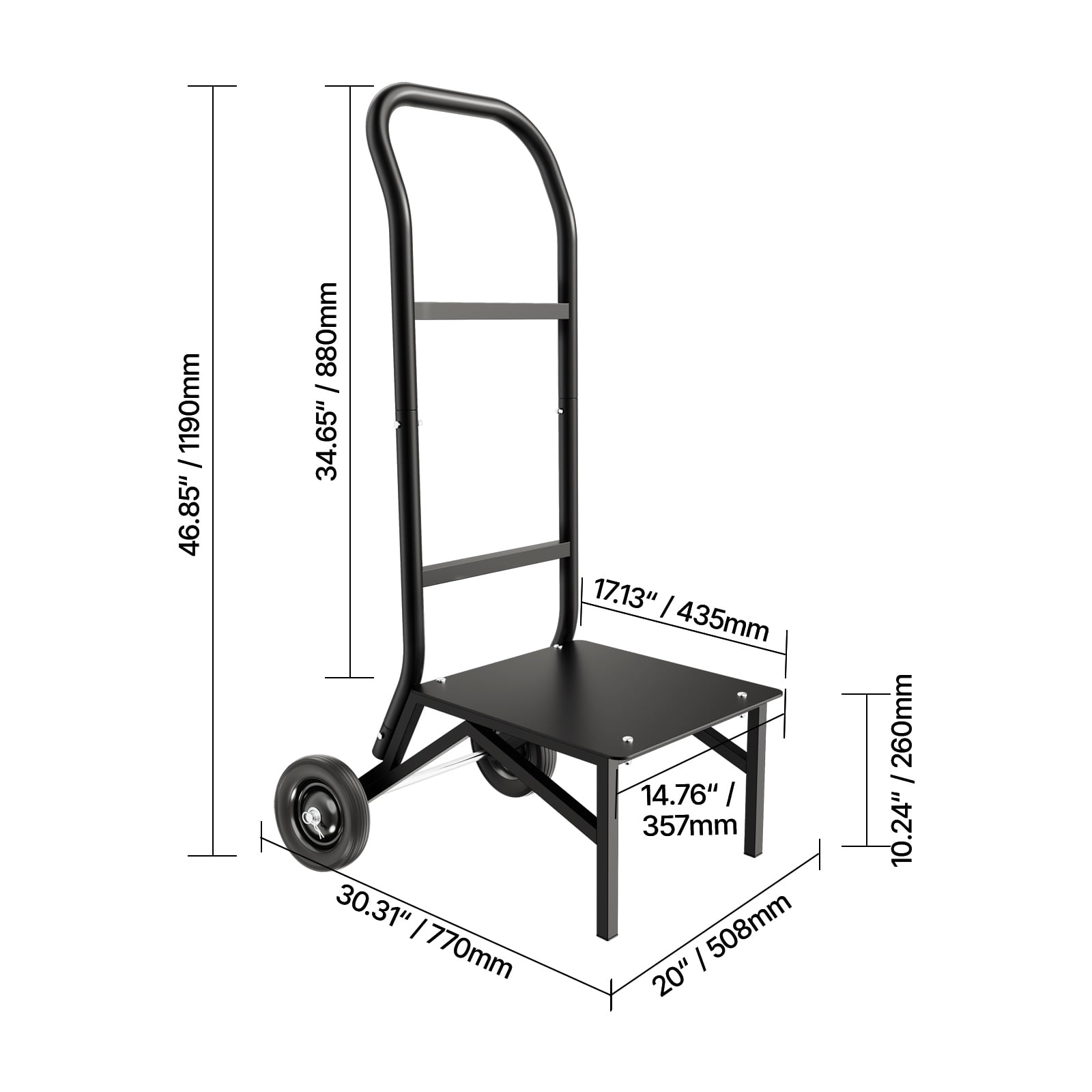 KFFKFF Folding Chair Storage Cart, 150 lbs Capacity, Durable Chair Organizer for Stacking up to 10 Chairs, Versatile Metal Chair Transport Dolly with Rubber Wheels, Push-Style Holder, Matte Black