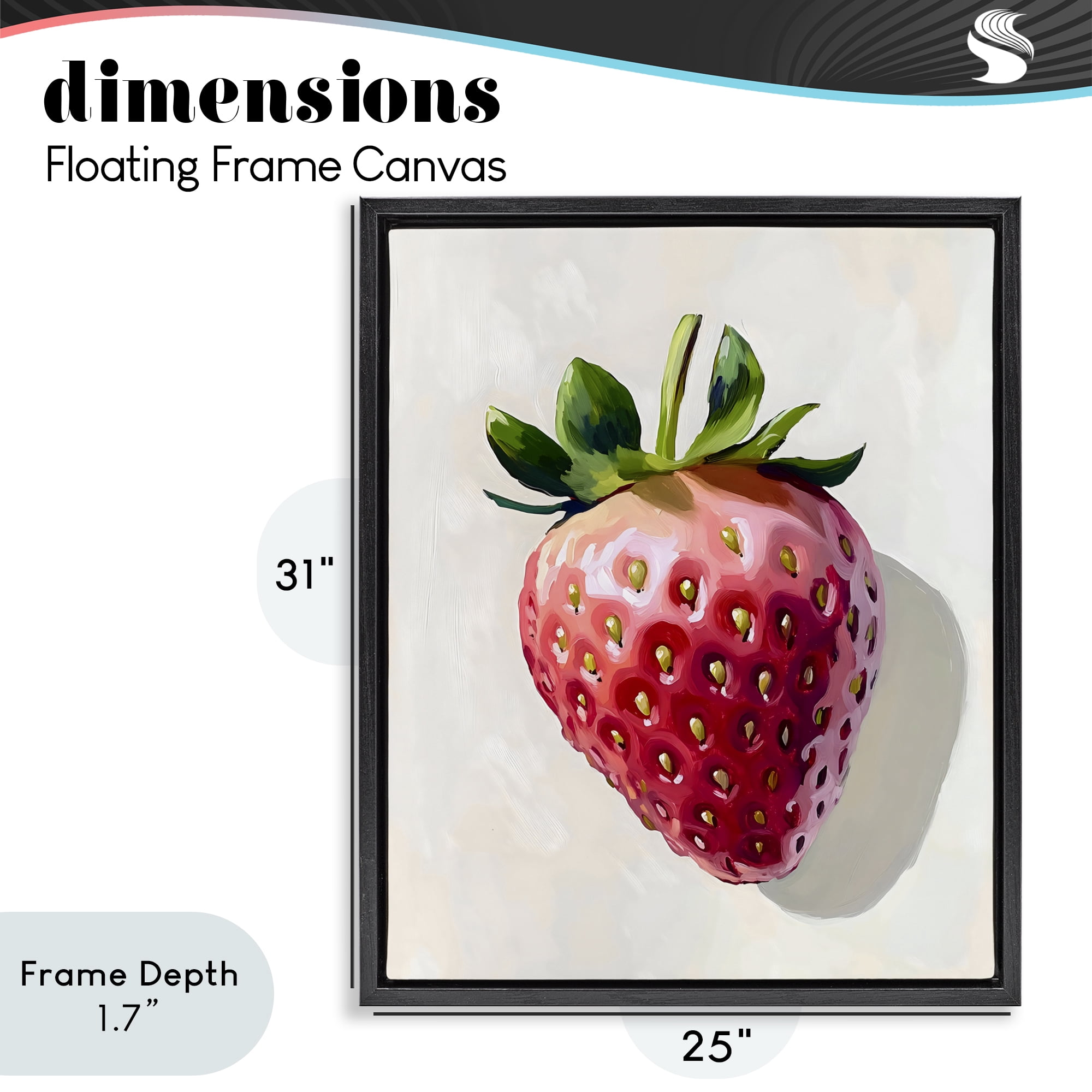 Stupell Industries Juicy Shine Strawberry Black Framed Floater Canvas Wall Art, design by The Prints Vibe