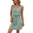 thumbnail image 1 of Vestido Mini con Cordón Texturizado y Calado para Mujer, Color Verde Frijol, Talla S, 1 of 7