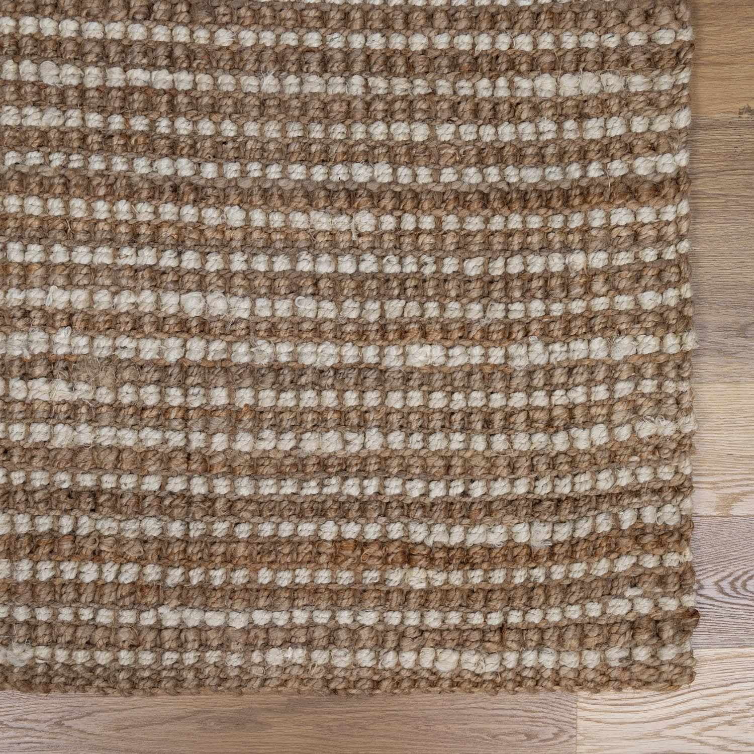 Hauteloom Ambel Farmhouse Hand Woven Rug for Living Room, Bedroom, Dining Room - Braided Bohemian Natural Jute Area Rug - Beige, Brown, Tan - 6' x 9' (6x9)