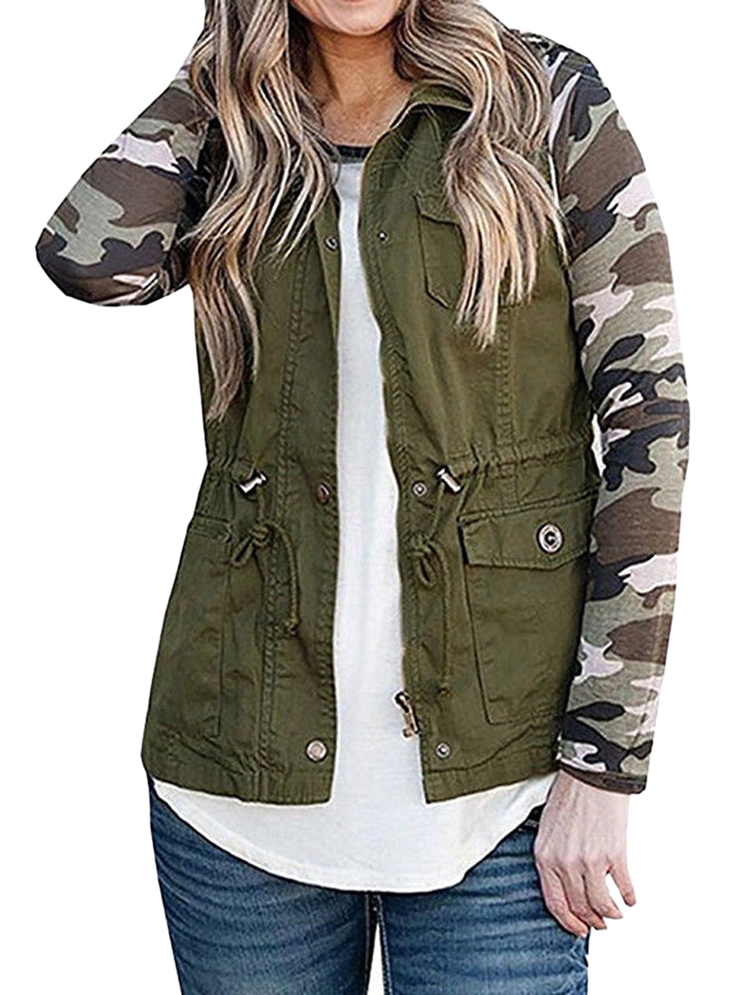 Womens Olive Cargo Utility Safari Vest 