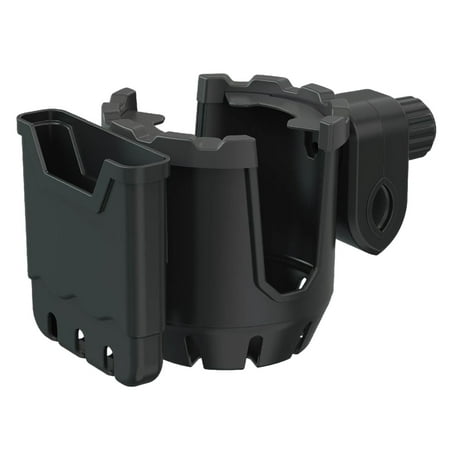Lixmnse 2-in-1 Universal Cup Phone Holder for Stroller Bike Wheelchair Walker Scooter Fits Most Mobile Devices with Case Secure Drink Holding 360-Degree Rotatable Clamp Black