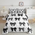thumbnail image 2 of Homewish Teens Girls Female Cartoon Bowknot Full Size Comforter Sets 3-Piece,Black White Bedding Comforter Set,Starry Sky Lightweight Bedding Sets,Breathable Home Decor,Reversible, 2 of 8