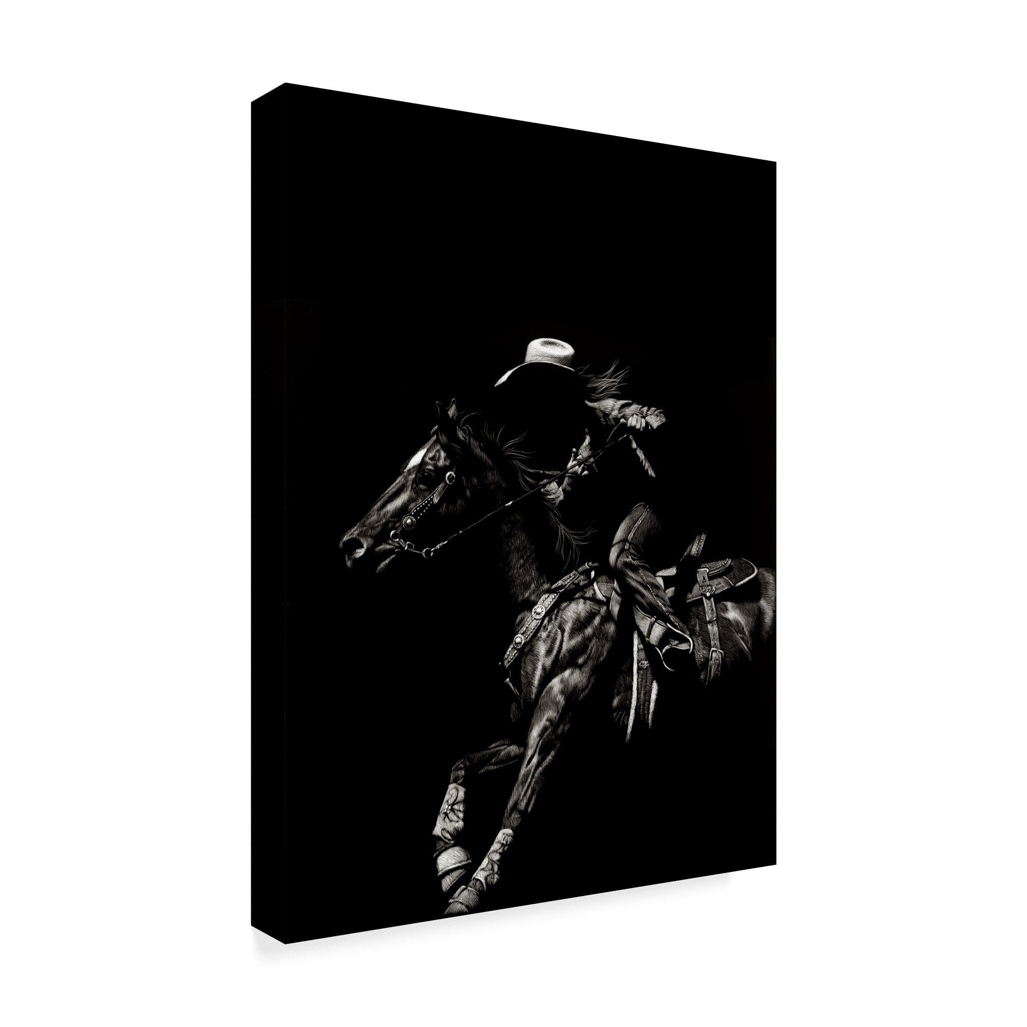 Trademark Fine Art 'Scratchboard Rodeo I' Canvas Art by Julie T. Chapman