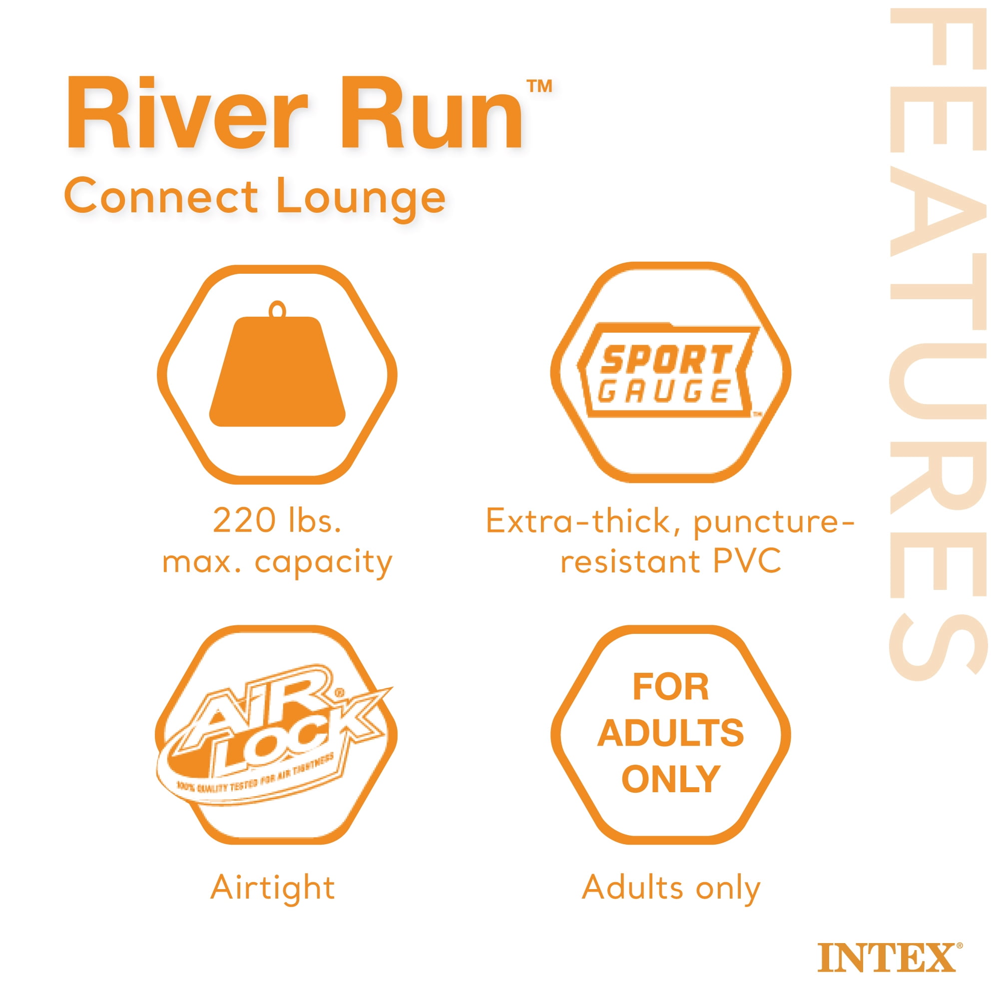 INTEX River Run Connect Inflatable Raft (4 Pack) + 2 Person Cooler Tube