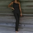 thumbnail image 2 of VSSSJ Women's Romper Slim Fit Solid Color Sleeveless Straight Leg Jumpsuit with Pocket Casual Elegent Wedding Party Jumpsuit Rompers Black XL, 2 of 7