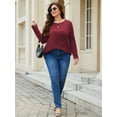 thumbnail image 4 of Fancyglim Long Sleeve Tunic Tops for Women Dressy Fall Shirt with Pockets Burgundy M, 4 of 7