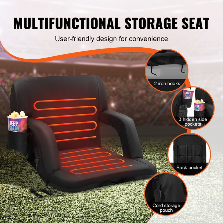 Sportneer Heated Stadium Seats for Bleachers, 1/2 Pack Bleacher Seats with Back