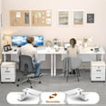 thumbnail image 2 of Homieasy L Shaped Desk with Power Outlet and USB Charging Station, 55 inch Corner Computer Desk with Drawers and Rolling End Table, Large Writing Desk Home Office Desks with File Cabinet, White, 2 of 7