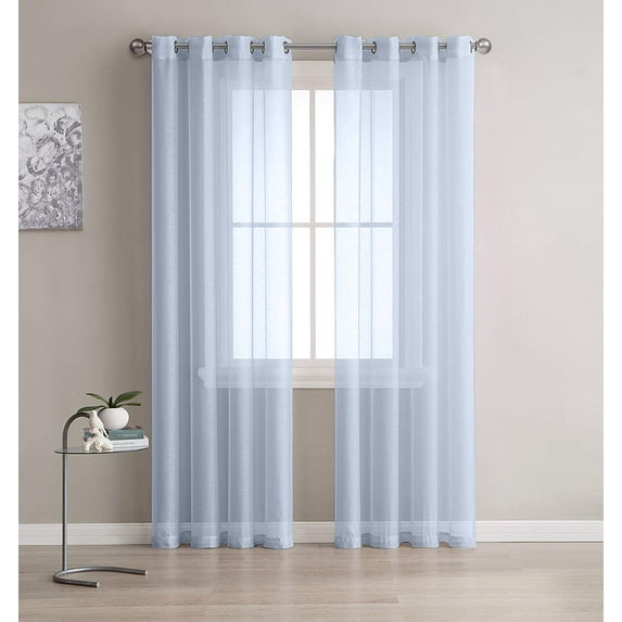 Karina Semi-Sheer Window Treatments Elegant Grommet Curtain Panels For Any Room (54" W x 96" L, Silver)