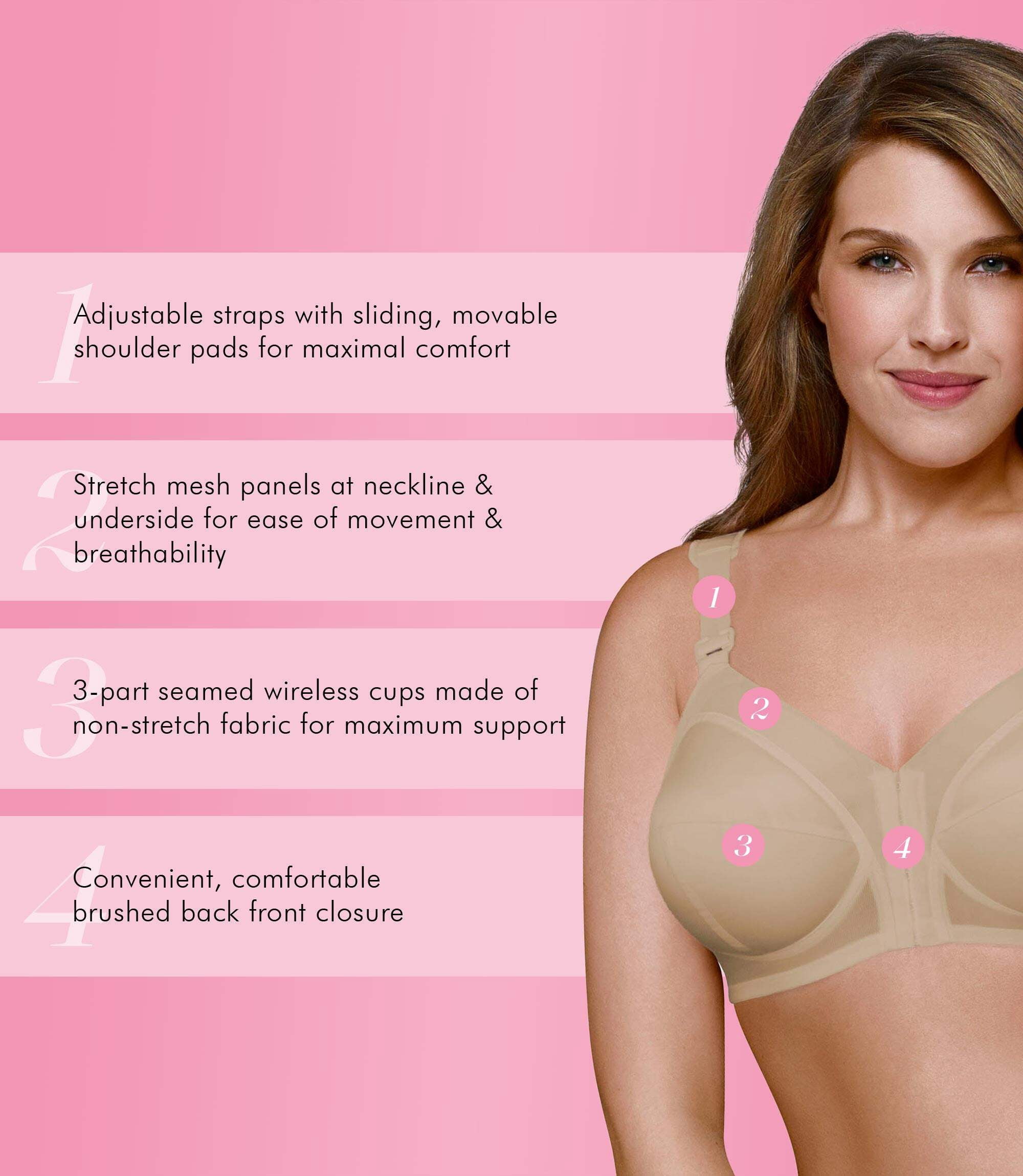 Exquisite Form 5100530 Fully® Classic Wireless Full-Coverage Bra with Front Closure