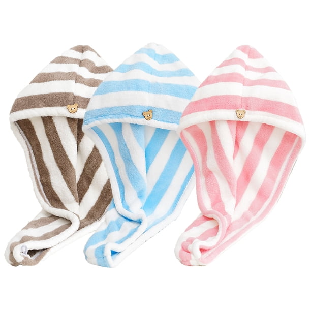 Toalla para el cabello, turbante absorbente para cabello mojado, toalla suave y ligera para secar el cabello, paquete de 3