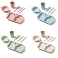 thumbnail image 2 of Kitchen 6pcs Kids Dinnerware Set Lightweight Plate with Dividers and Handle Degradable Dishwasher Safe Plastic, 2 of 9