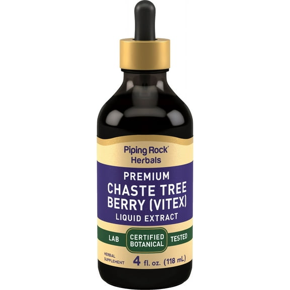 Chaste Tree Berry Liquid Extract | 4 fl oz | Alcohol Free, Non-GMO, Gluten Free | by Piping Rock