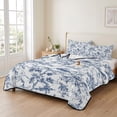 thumbnail image 2 of Queen Quilt Set 90''x96'', Blue Botanical Lightweight Summer Bedspread Coverlet Set with 2 Pillow Shams, Vintage Botanical Birds Breathable All Season Quilt Bedding for Bedroom/Guest Room, 2 of 9