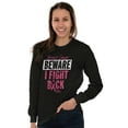 thumbnail image 4 of Beware Fight Back Breast Cancer Pink Women's Long Sleeve T Shirt Brisco Brands M, 4 of 6