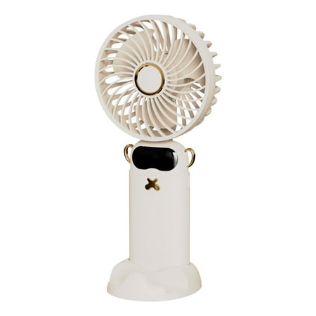 

ajkijo USB Handheld Small Fan Folding And Disassembling Intelligent Digital Display Silent Six Speed Wind Speed Hanging Neck Handheld Small Fan Beige