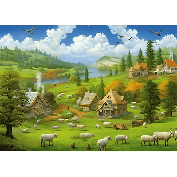 puzzles for adults 200 pieces for adults Sunset Farm Formation wooden Challenging Puzzles Perfect for Game 13.9'' x 9.8''