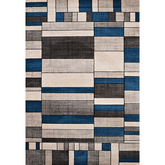 United Weavers Contours Area Rug 702 33761 Echelon Denim Blue Rows Blocks 2' 7" x  7' 4" Rectangle
