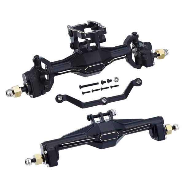 Ounissouiy Pieza de mejora del proceso de tallado de precisión para TRX4M RC, carcasa de latón para eje delantero y trasero Kits de construcción modelo negro3