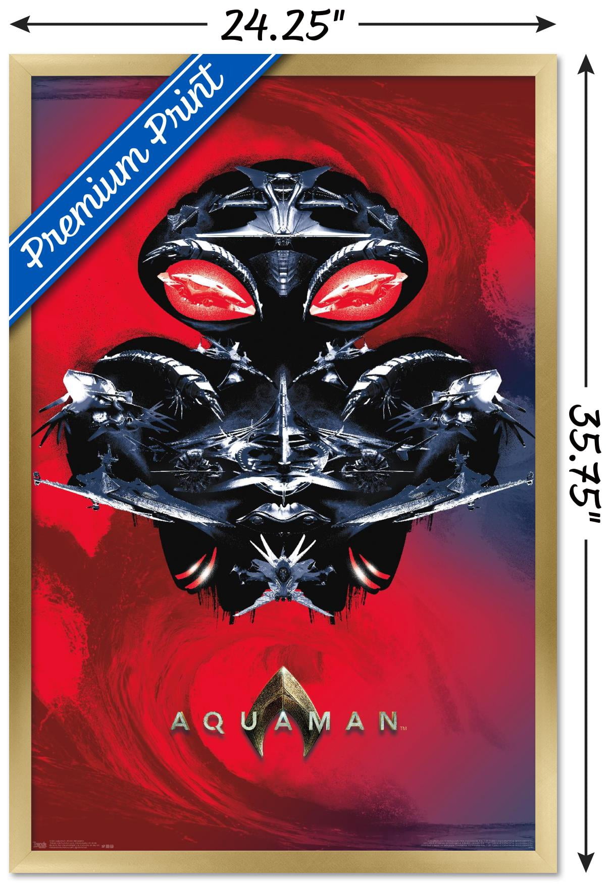 DC Comics Movie - Aquaman - Manta Silhouette Wall Poster, 22.375" x 34", Framed