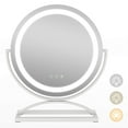 thumbnail image 1 of Costway 16" Round Makeup Vanity Mirror with Lights 3 Color Dimmable Touch Control White, 1 of 10
