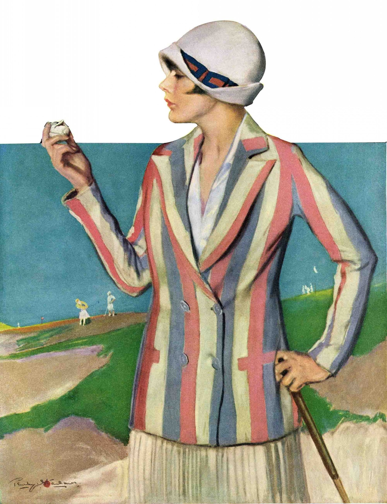 Marmont Hill Woman in Sandtrap by Penrhyn Stanlaws painting Print on Canvas
