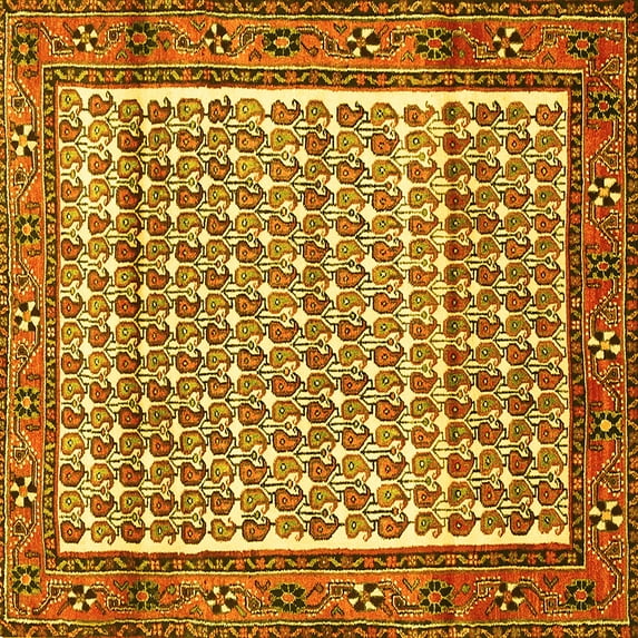 Ahgly Company Indoor Square Persian Yellow Traditional Area Rugs, 7' Square