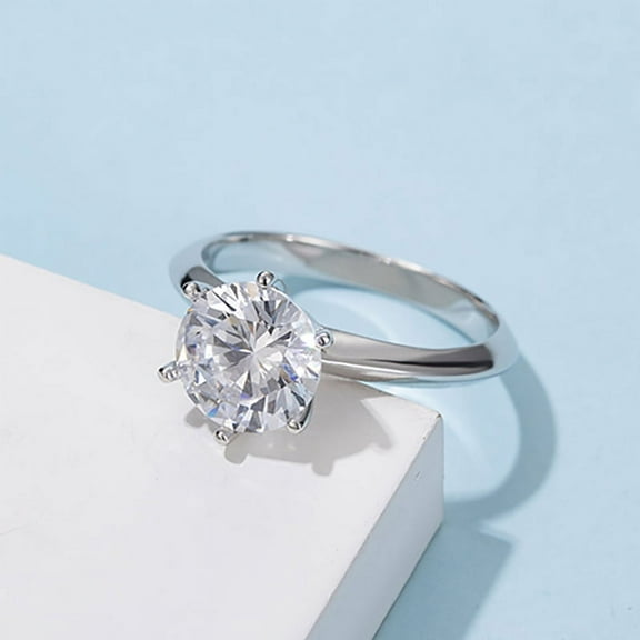 GRA Certified 3 Carat Moissanite Solitaire Ring | VVS Quality | 9.25mm Center Stone | 925 Sterling Silver | Engagement Ring