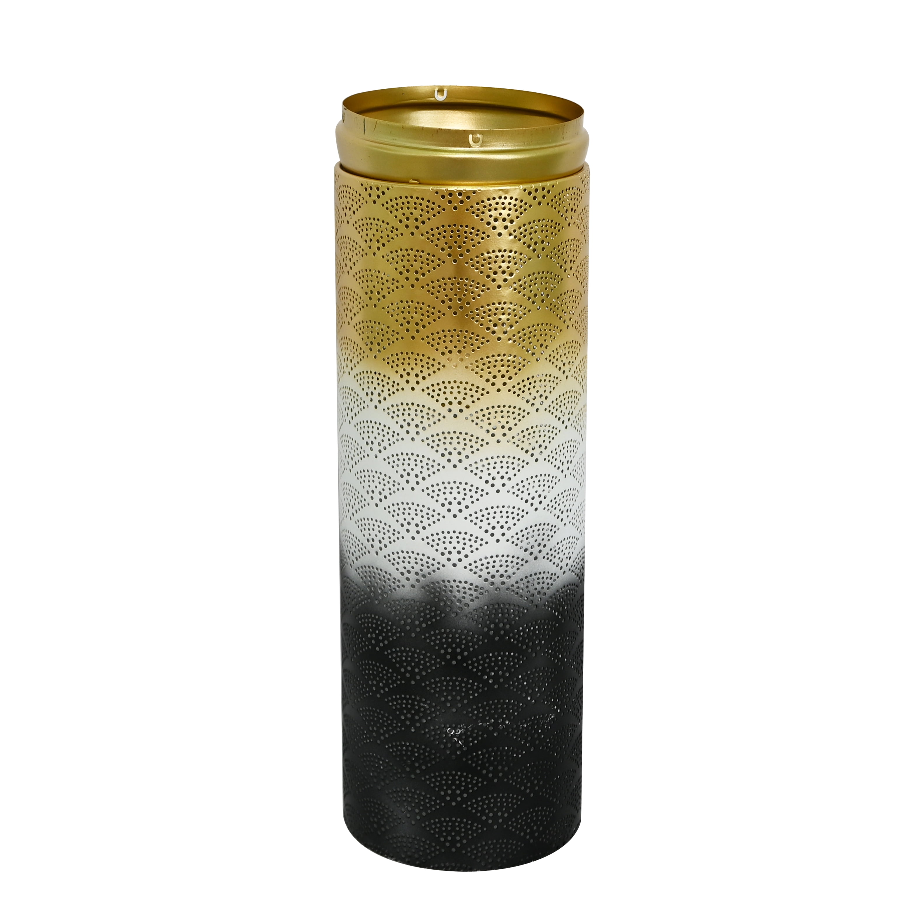 Metal Floor Vases Set of 3 with Leaf Pattern, Tall Decorative Vases and Home Decor Accents for Living Room Entryway, White Gold and Black