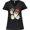 thumbnail image 3 of Inktastic Halloween Ghosts Women's Plus Size V-Neck T-Shirt, 3 of 5