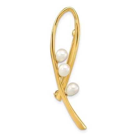 Primal Gold 14 Karat Yellow Gold 4-5mm Teardrop White Freshwater Cultured Pearl Brooch