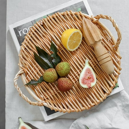 

Natural Wicker Bread Baquette Basket Food Serving Oblong Storage Display Tray
