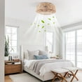 thumbnail image 6 of Rattan LED Chandelier 18.5" Bladeless Caged Ceiling Fan Light +6 Speeds & Remote, 6 of 16