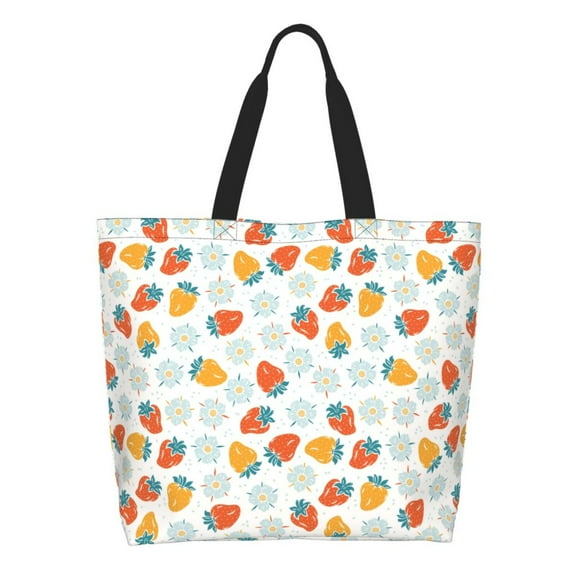 Xecao Floral Strawberr for Tote Bag for Women, Tote Shoulder Bag with a littlw pocket and Handbag for Travel, Work