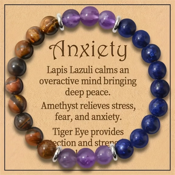 Adjustable Stone Elastic Bracelet - Stretch Beaded Jewelry for Women & Men, Healing Gemstone Spiritual Energy Wristband with Tiger Eye & Obsidian