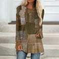 thumbnail image 2 of Knosfe Long Sleeve Tunic Tops To Wear with Leggings Crewneck Winter Loose Fit Geometric Shirts Workout Fall Fashion Blouses Tops Clearance Casual Going Out Tops for Women, 2 of 5