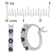 Brilliance Fine Jewelry Amethyst and Cubic Zirconia Earrings, 1.5 ct. t.w. Sterling Silver, 0.62