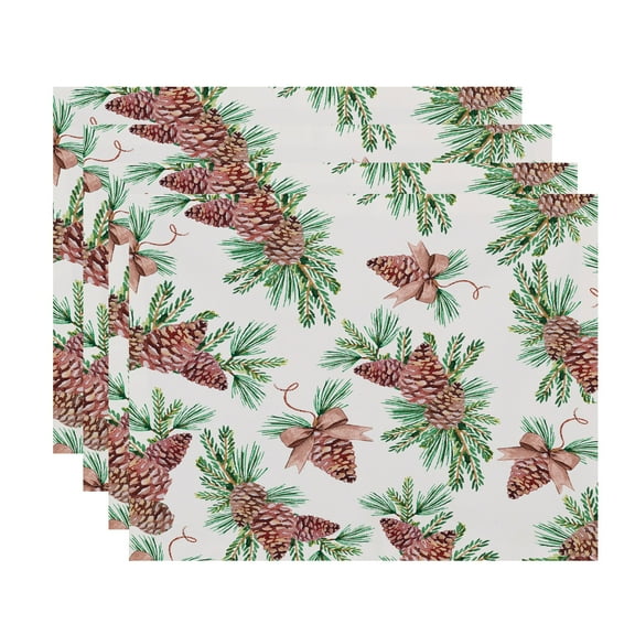 Simply Daisy Greenery 18 x 14 Inch Off White Holiday Print Placemat (Set of 4)