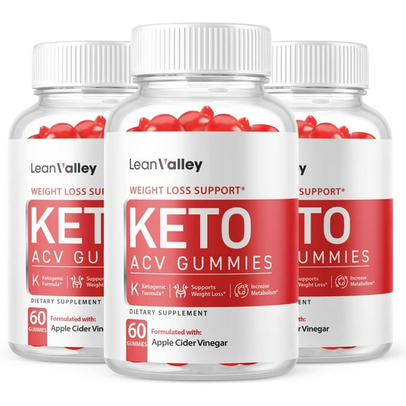 (3 Pack) Lean Valley Keto ACV Gummies - Supplement for Weight Loss - Energy & Focus Boosting Dietary Supplements for Weight Management & Metabolism - Fat Burn - 180 Gummies