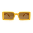thumbnail image 2 of Kids Size Square Rectangle Thin Plastic Mod Fashion Minimal Sunglasses Yellow - Brown, 2 of 4