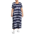 thumbnail image 3 of Terra & Sky Women's Plus Size Maxi Dress with Side Slits, 3 of 5
