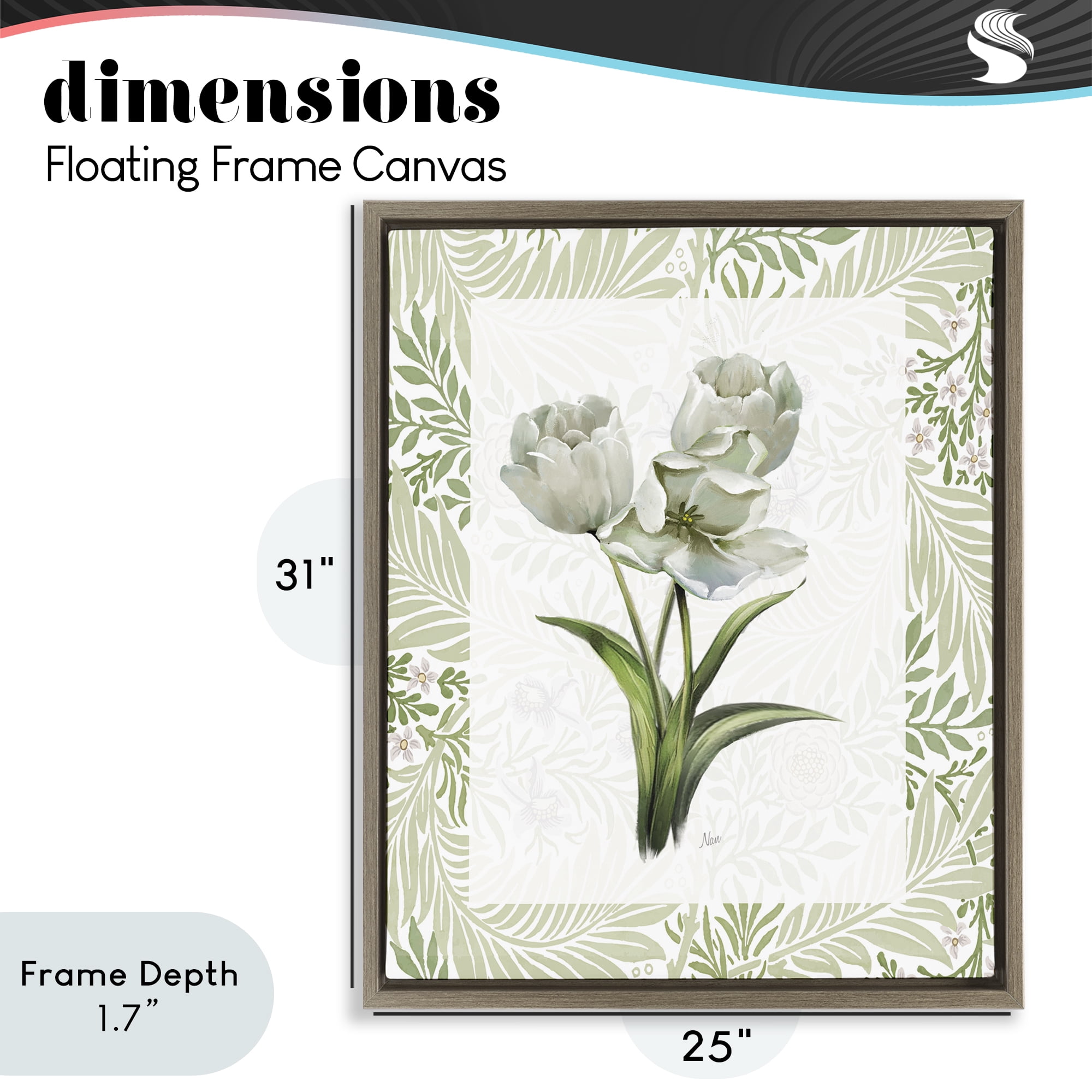 Stupell Industries Fresh Spring Tulip Bouquet Brown Framed Floater Canvas Wall Art, design by Nan