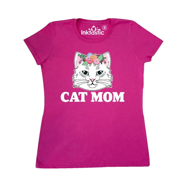 INKtastic - Mothers Day Cat Mom with Cat Illustration Women's T-Shirt ...